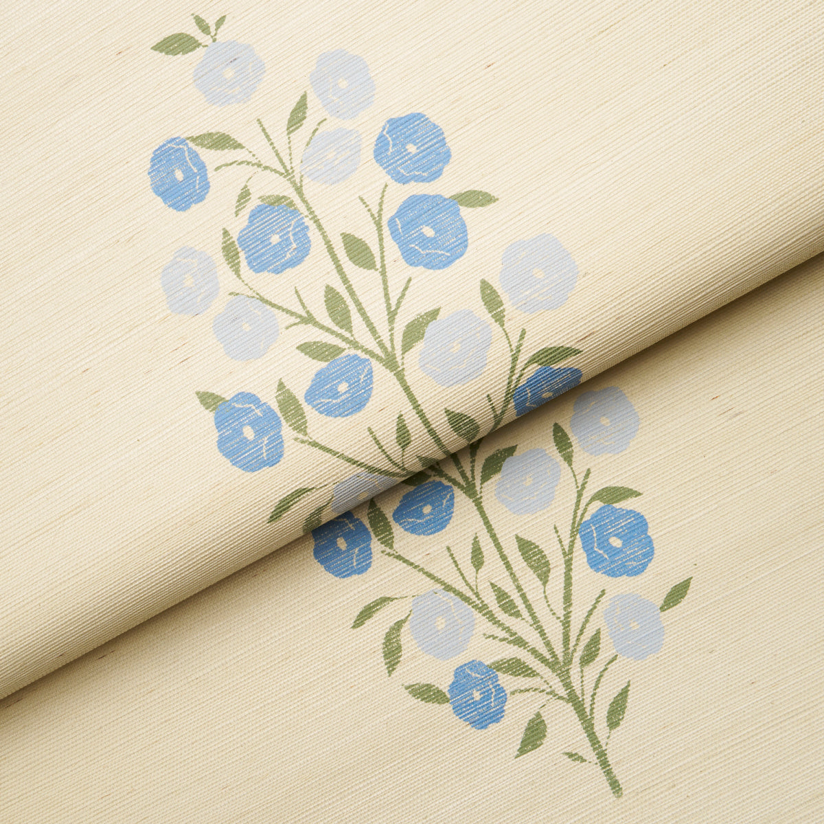 Josepha Sisal Blue Floral Wallpaper by Schumacher – Jacaranda Collection 5013710