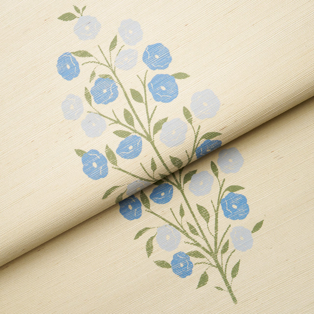 Josepha Sisal Blue Floral Wallpaper by Schumacher – Jacaranda Collection 5013710