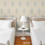 Josepha Sisal Blue Floral Wallpaper by Schumacher – Jacaranda Collection 5013710