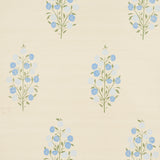 Josepha Sisal blue floral wallpaper with Scandi-inspired bouquets on textured Haruki Sisal, by Schumacher.