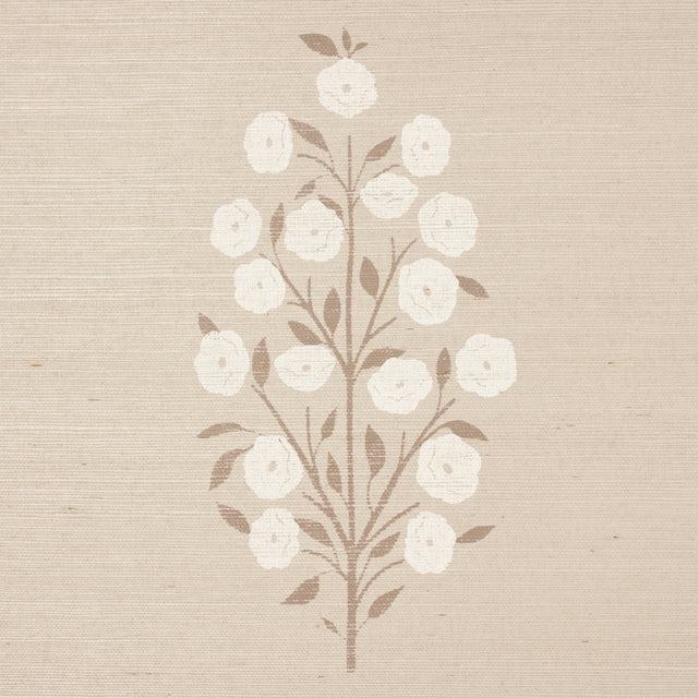Josepha Sisal Neutral Floral Handprinted Wallpaper – Schumacher 5013711