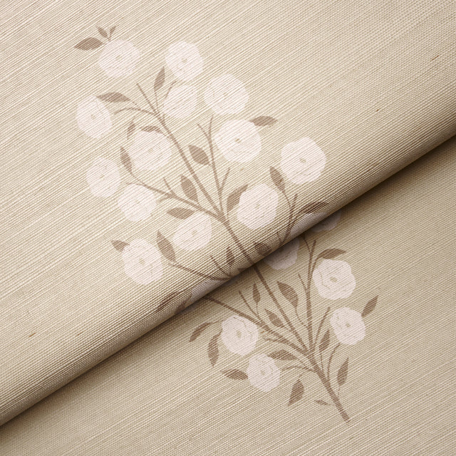 Josepha Sisal Neutral Floral Handprinted Wallpaper – Schumacher 5013711
