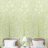 Kayon Sisal Panel Soft Green Floral Grasscloth Wallpaper – Schumacher 5013721