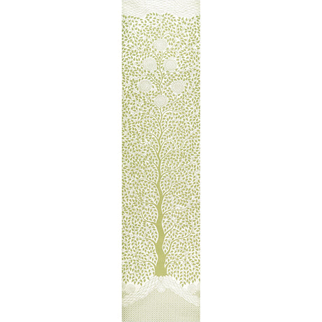 Kayon Sisal Panel in soft green features a large-scale, graphic floral pattern printed on textured Haruki Sisal wallpaper.