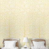 Kayon Sisal Panel Soft Yellow Floral Textured Wallpaper – Schumacher 5013722