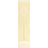 Kayon Sisal Panel in soft yellow, a graphic floral wallpaper panel with stylized flowers and foliage on textured sisal.