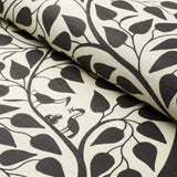 Kayon Sisal Panel Black by Schumacher Graphic Floral Wallpaper Panel – Schumacher 5013723