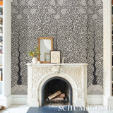 Kayon Sisal Panel Black by Schumacher Graphic Floral Wallpaper Panel – Schumacher 5013723