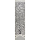 Kayon Sisal Panel in black, a graphic floral wallpaper panel with stylized flowers and dense foliage on textured Haruki Sisal.