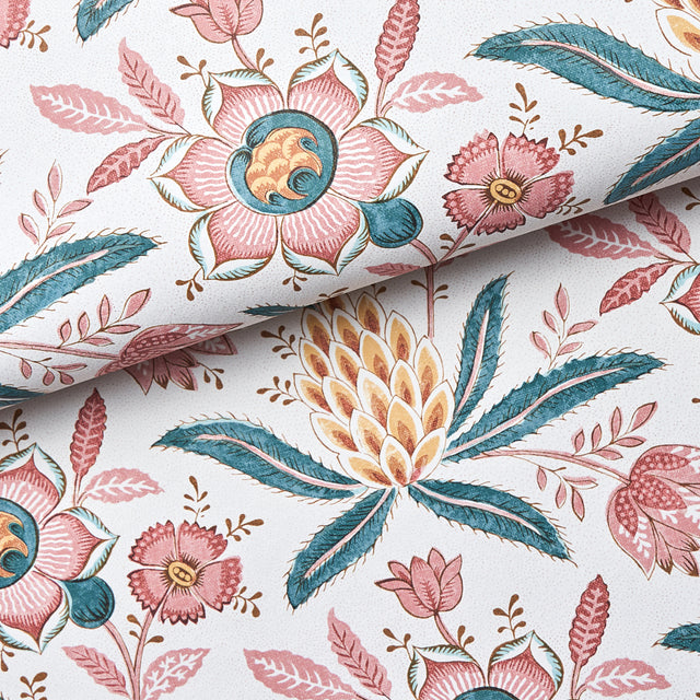Lafayette Botanical Rosso Antico by Schumacher Williamsburg Collection Floral Wallpaper – Schumacher 5013752
