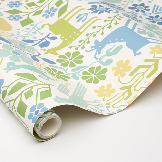 LUPITA Blues and Greens by Schumacher Whimsical Animal Wallpaper – Schumacher 5013761