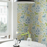 LUPITA Blues and Greens by Schumacher Whimsical Animal Wallpaper – Schumacher 5013761