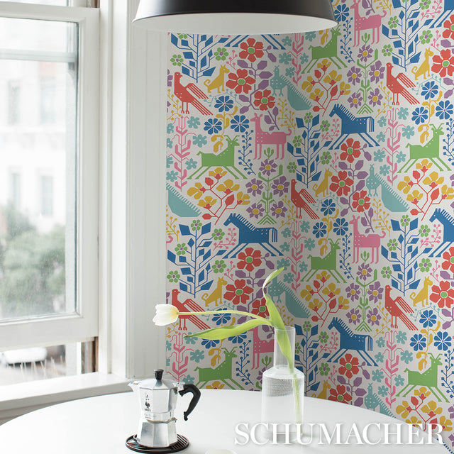 LUPITA Vibrant Multi by Schumacher Whimsical Animal Wallpaper – Schumacher 5013762