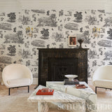 Toussaint Toile Black on Ivory by Victor Glemaud Historic Haitian Toile Wallpaper – Schumacher 5013770