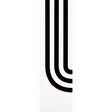 Virginia Panel A by Victor Glemaud for Schumacher, black and white modern supergraphic stripe wallpaper panel, shown in various configurations and installed in a contemporary interior.
