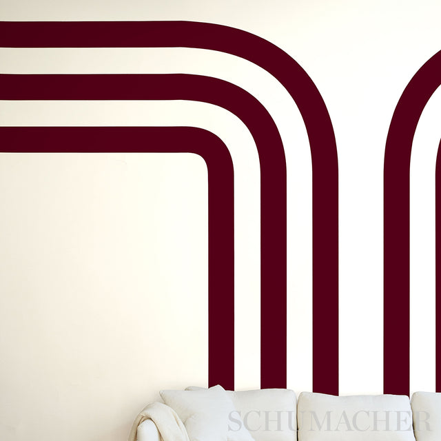 Virginia Panel A Bordeaux by Victor Glemaud Modern Striped Wallpaper Panel – Schumacher 5013782