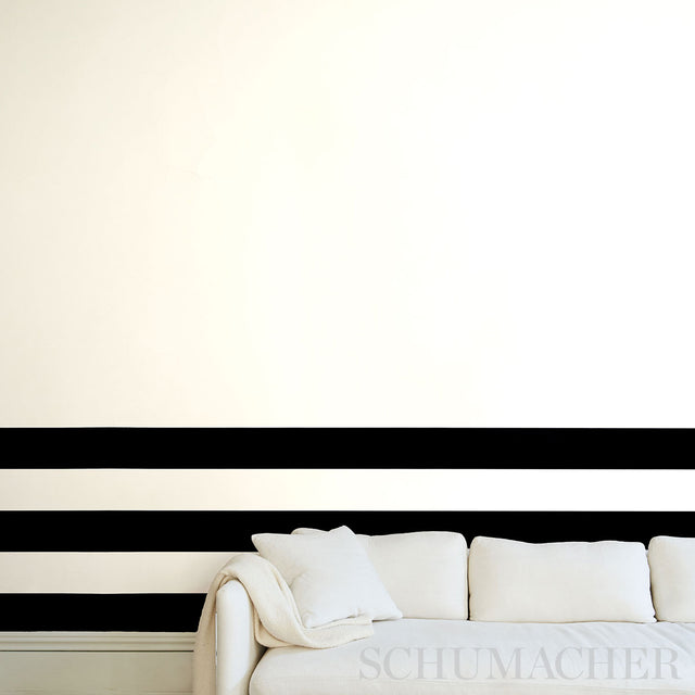 Virginia Panel B Black and White Modern Stripe Wallpaper Panel by Victor Glemaud – Schumacher 5013790