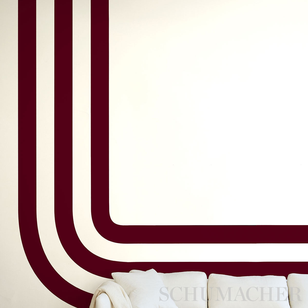 Virginia Panel C Bordeaux by Victor Glemaud Modern Striped Wallpaper Panel – Schumacher 5013802