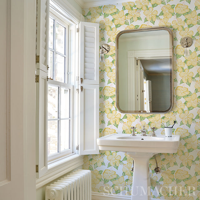 Fabienne Yellow Floral Wallpaper by Victor Glemaud – Schumacher 5013812