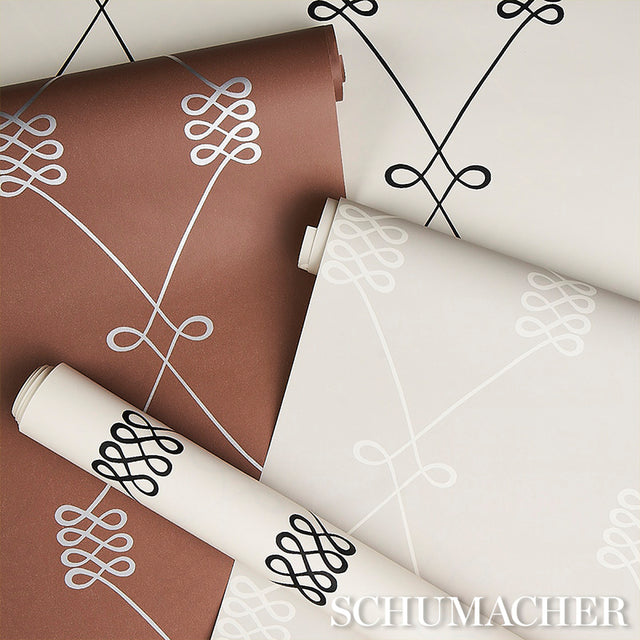 Nicolette Black on Cream Trellis Wallpaper – Schumacher 5013830