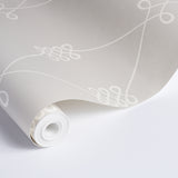 Nicolette White on Grey Trellis Wallpaper – Schumacher 5013831