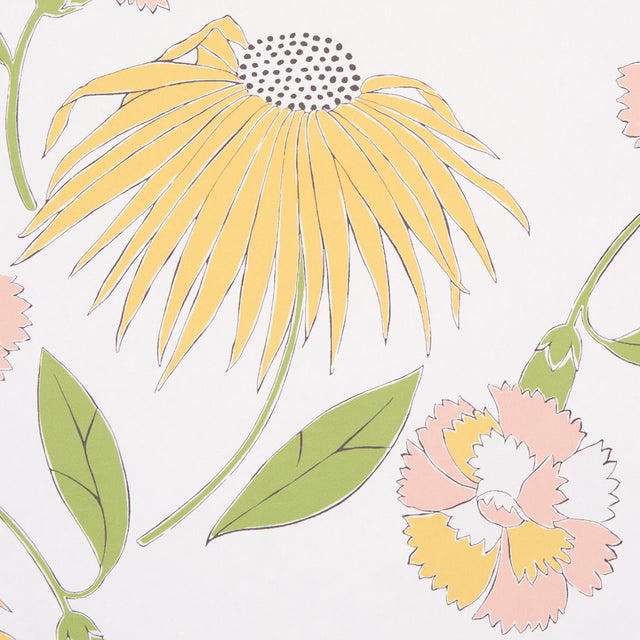 Bouquet Toss Pink Lemonade by Celerie Kemble Retro Floral Wallpaper – Schumacher 5013840