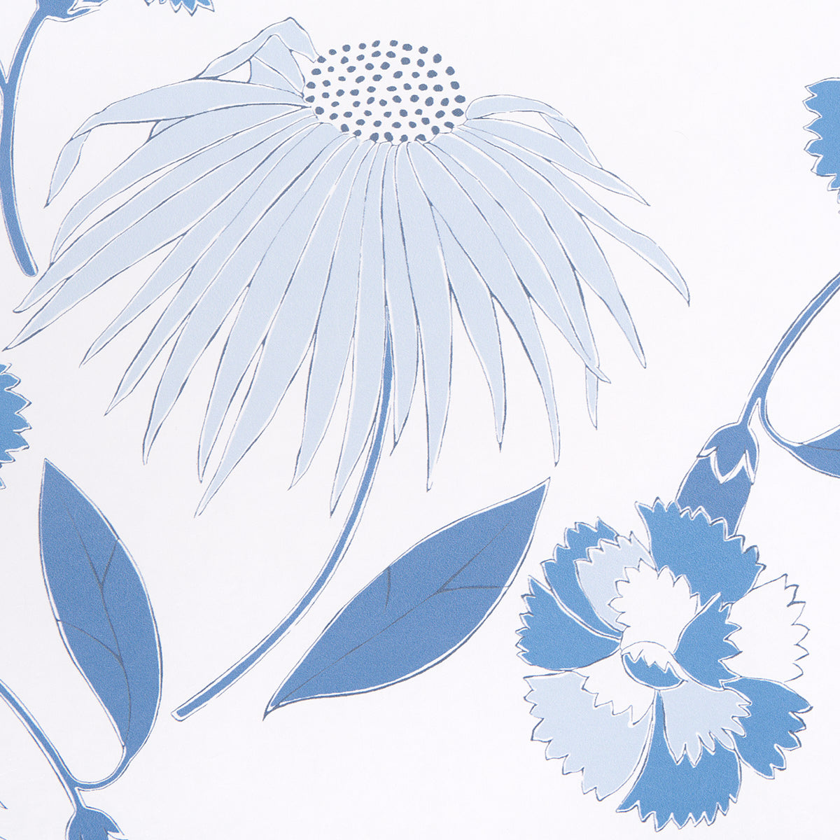 Bouquet Toss Afternoon Blue by Celerie Kemble Retro Floral Wallpaper – Schumacher 5013841