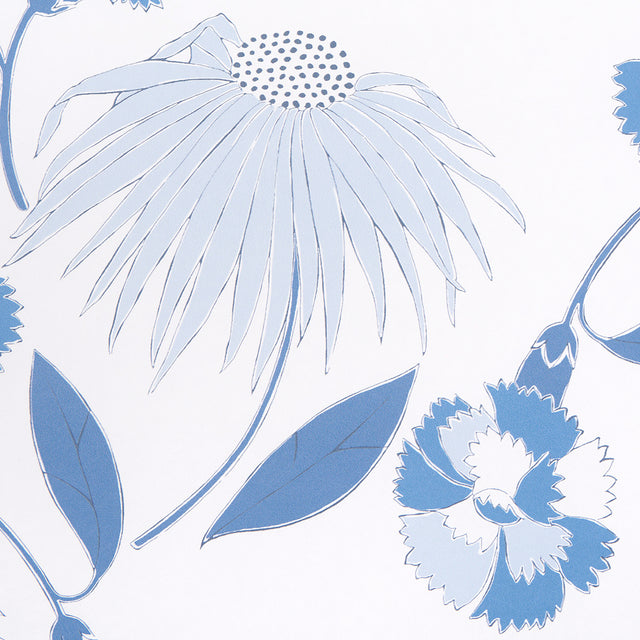 Bouquet Toss Afternoon Blue by Celerie Kemble Retro Floral Wallpaper – Schumacher 5013841