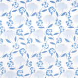 Bouquet Toss in Afternoon Blue by Celerie Kemble for Schumacher. A retro-inspired floral wallpaper with blue and white blooms and leaves.