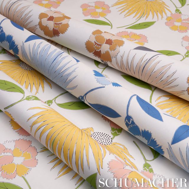 Bouquet Toss Toast by Celerie Kemble Retro Floral Wallpaper – Schumacher 5013842