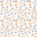 Bouquet Toss in Toast by Celerie Kemble for Schumacher. Retro floral wallpaper with airy, two-bloom design in warm neutral tones.