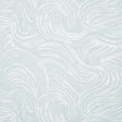 Shio Mineral wallpaper by Schumacher featuring a swirling abstract pattern in soft mineral blue and white tones.