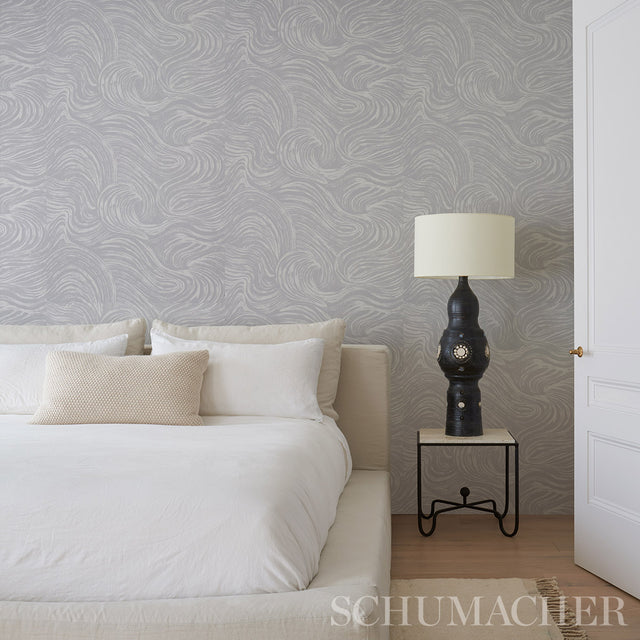 SHIO Grey by Schumacher Full Bloom Collection Abstract Swirl Wallpaper – Schumacher 5013852