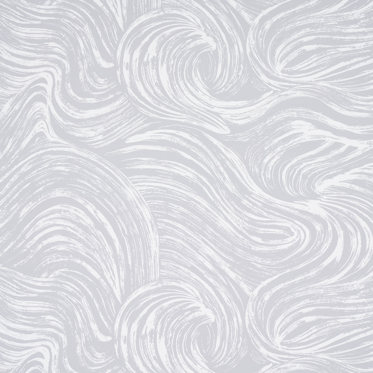 SHIO wallpaper in grey from the FULL BLOOM collection by Schumacher, featuring a swirling abstract pattern.