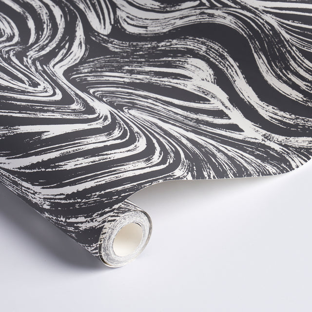 SHIO Carbon by Schumacher Abstract Brushstroke Wallpaper – Schumacher 5013853