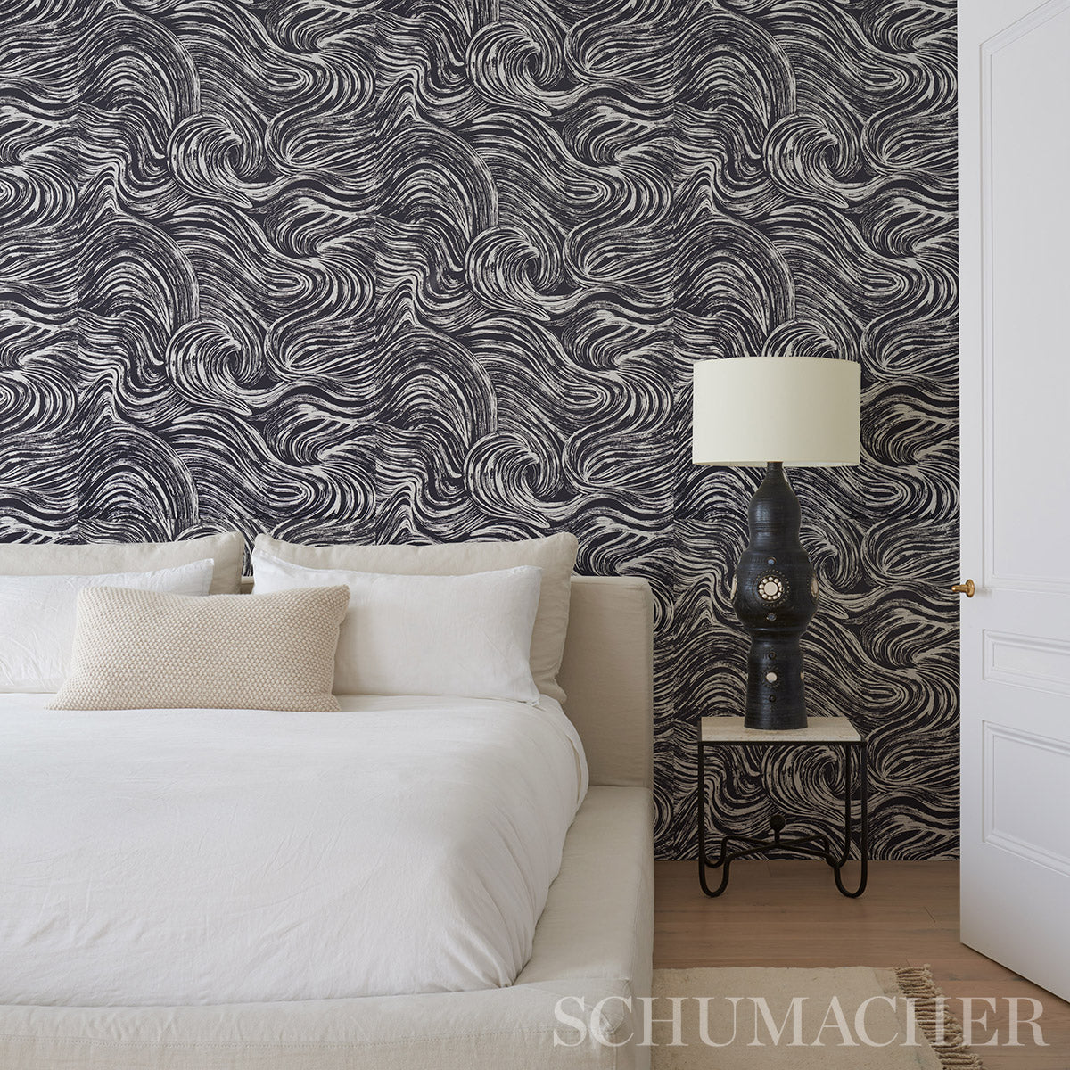 SHIO Carbon by Schumacher Abstract Brushstroke Wallpaper – Schumacher 5013853