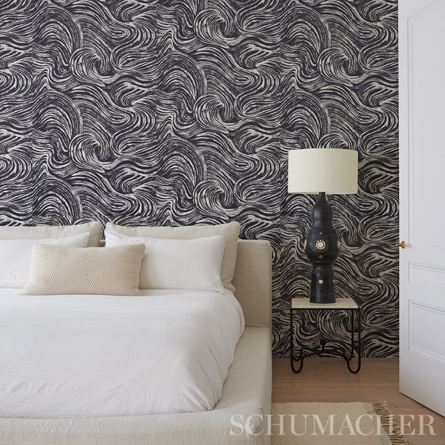 SHIO Carbon by Schumacher Abstract Brushstroke Wallpaper – Schumacher 5013853