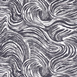 SHIO Carbon wallpaper by Schumacher featuring a dynamic, abstract brushstroke pattern in black and white, shown in a modern bedroom setting.