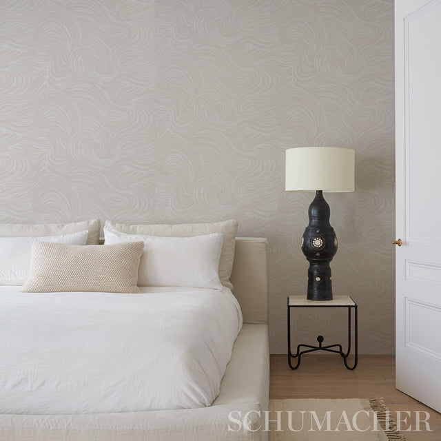 Shio Neutral Abstract Swirl Wallpaper by Schumacher – 5013854