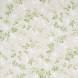 Garden Gate wallpaper in soft neutral with painterly green leaves and white blooms, classic floral design by Schumacher