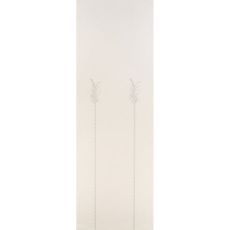 Villa Palm Panel wallpaper in white and ivory by Miles Redd for Schumacher, featuring two palm trees as classical columns with feather-like leaves.