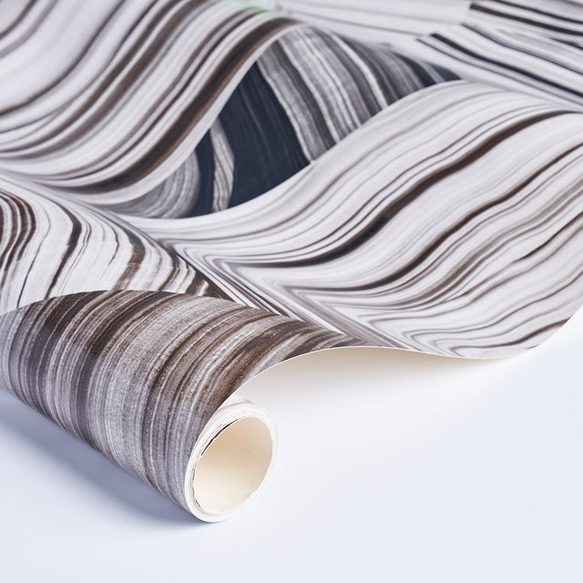 Agate Slice Black and White by Miles Redd Abstract Stone Wallpaper – Schumacher 5013890