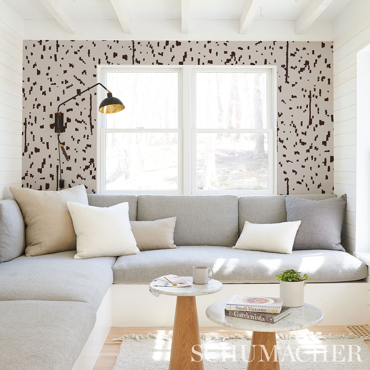 Bespotted Brown Abstract Wallpaper by Schumacher Miles Redd Collection – Schumacher 5013910