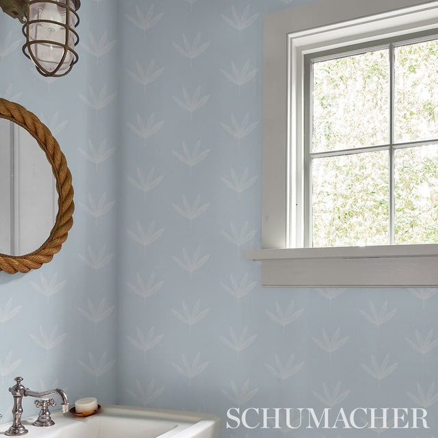 Rue Sky by Schumacher Soft Modern Leaf Line Drawing Wallpaper – Easy Elements Collection 5013920