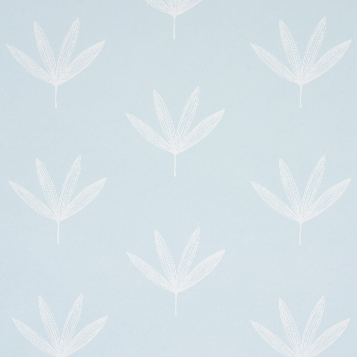 Rue Sky by Schumacher - Soft modern leaf line drawing wallpaper in light blue for a casual, versatile look.