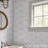 Rue Sand by Schumacher Modern Leaf Line Drawing Wallpaper – Schumacher 5013922