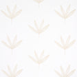 Rue Sand by Schumacher - Modern leaf line drawing wallpaper in a soft sand color, shown in a styled bathroom interior.
