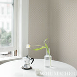 Emerson Ivory on Beige Small-Scale Quatrefoil Wallpaper – Schumacher 5013941