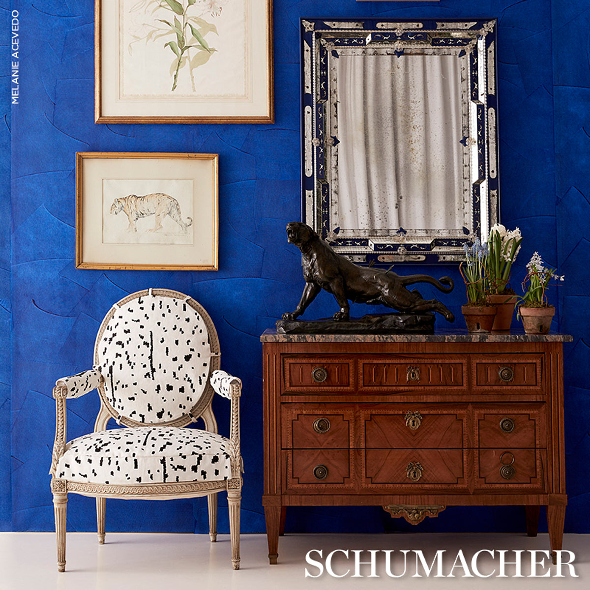 Hand-Combed Plaster Yves Blue by David Kaihoi Handcrafted Wallcovering – Schumacher 5013950