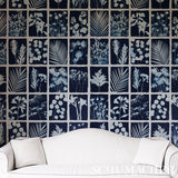 Cyanotype Panel Indigo Botanical Grid Wallpaper – Schumacher 5013970